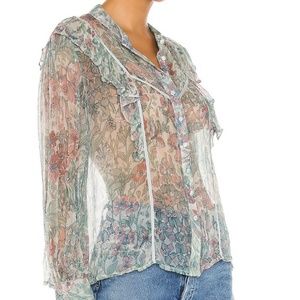 S  LoveShackFancy Floral Mystical Foliage Beatrix blouse LSF